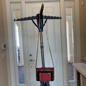 Jimmy Choo Pink/Black/Gold Leather Snakeprint Handbag